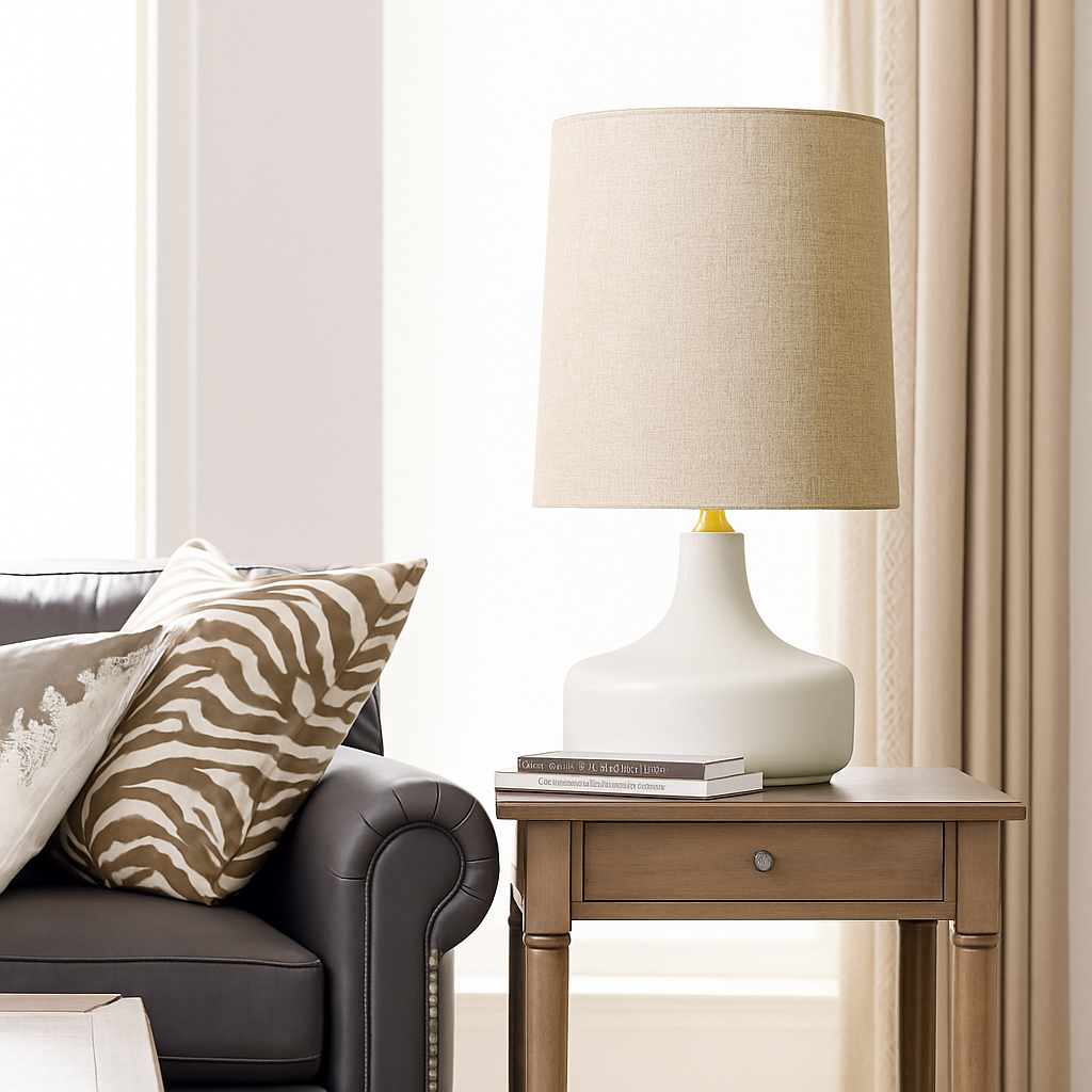 Lampe à poser en céramique design avec abat-jour en tissu Mariage