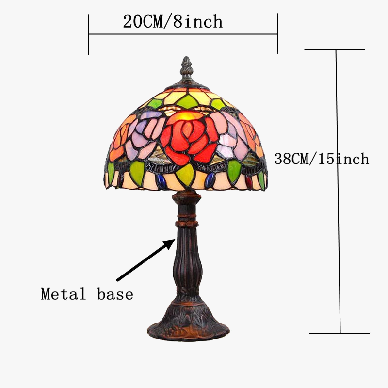 lampe à poser en verre style tiffany avec fleurs décoratives