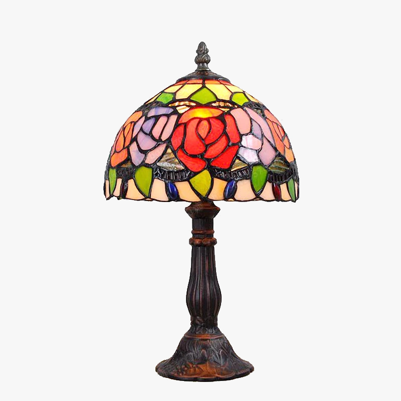 lampe à poser en verre style tiffany avec fleurs décoratives