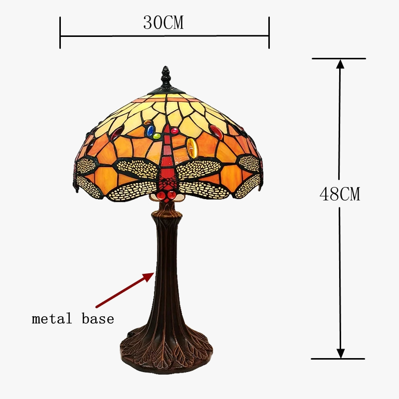 lampe à poser libellule style tiffany pour éclairage rétro et cadeau