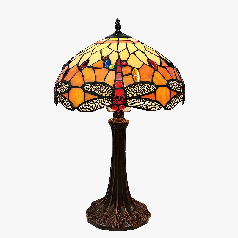 lampe à poser libellule style tiffany pour éclairage rétro et cadeau