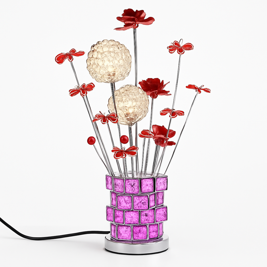lampe à poser moderne en acrylique motifs floraux décoratifs