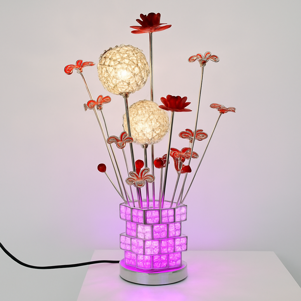 lampe à poser moderne en acrylique motifs floraux décoratifs