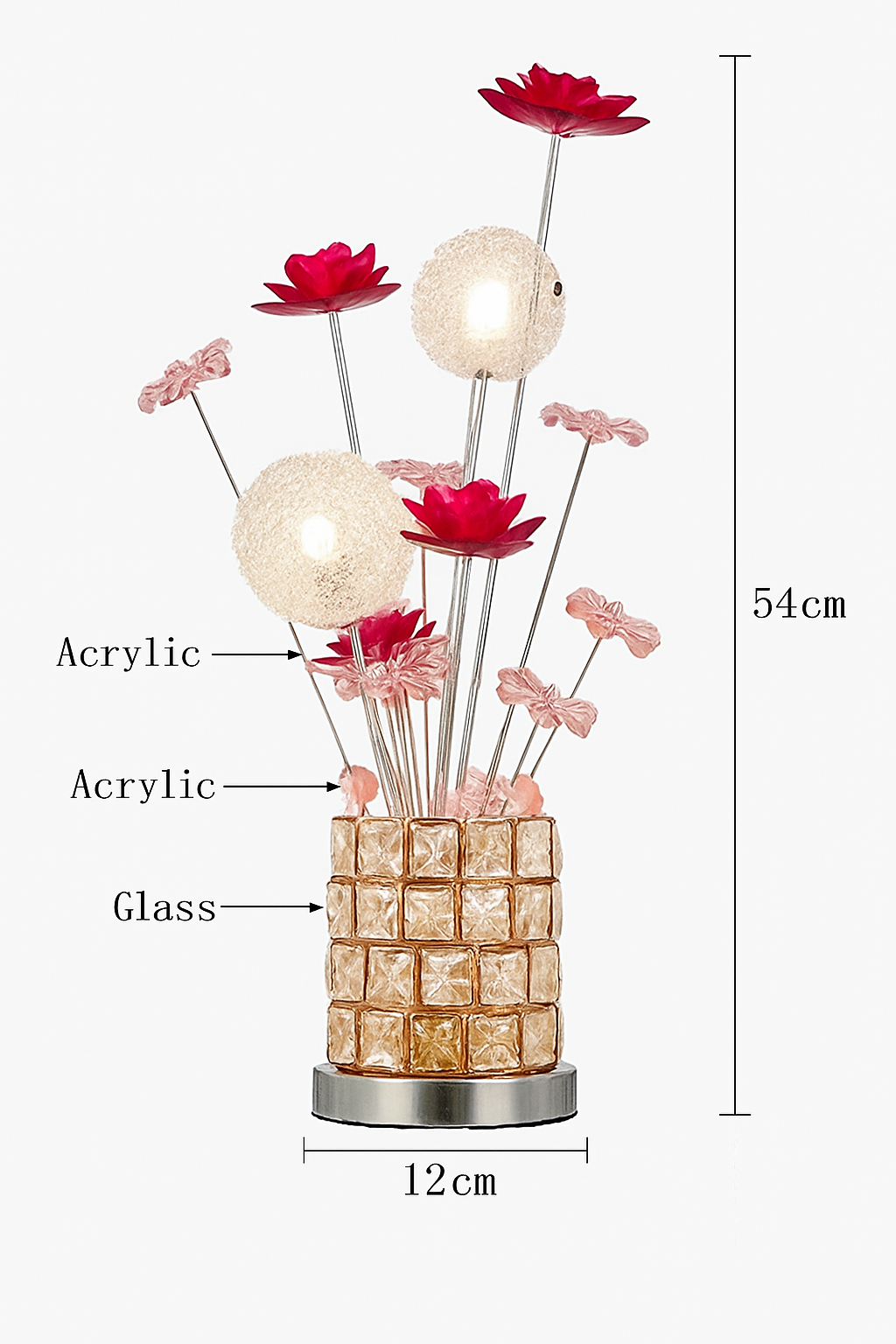 lampe à poser moderne en acrylique motifs floraux décoratifs