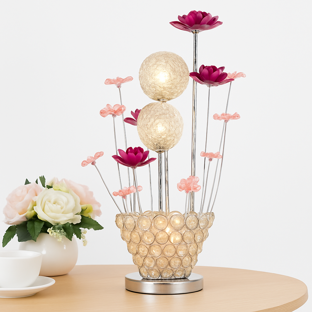 lampe à poser moderne en acrylique motifs floraux décoratifs