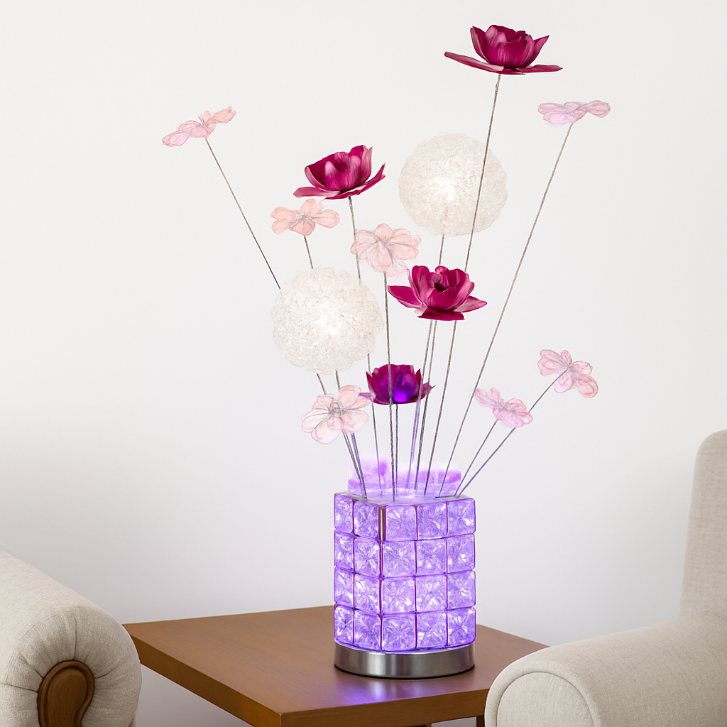 lampe à poser moderne en acrylique motifs floraux décoratifs