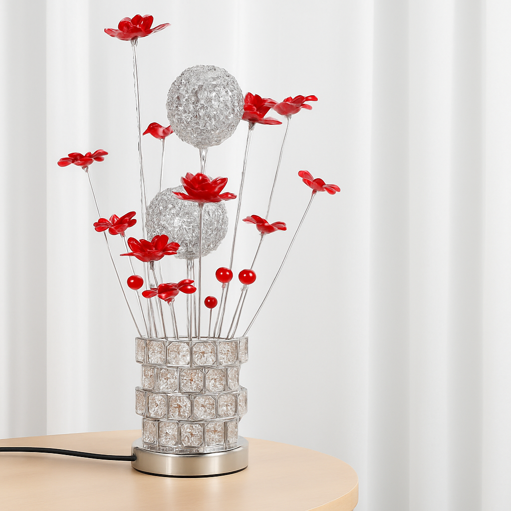lampe à poser moderne en acrylique motifs floraux décoratifs
