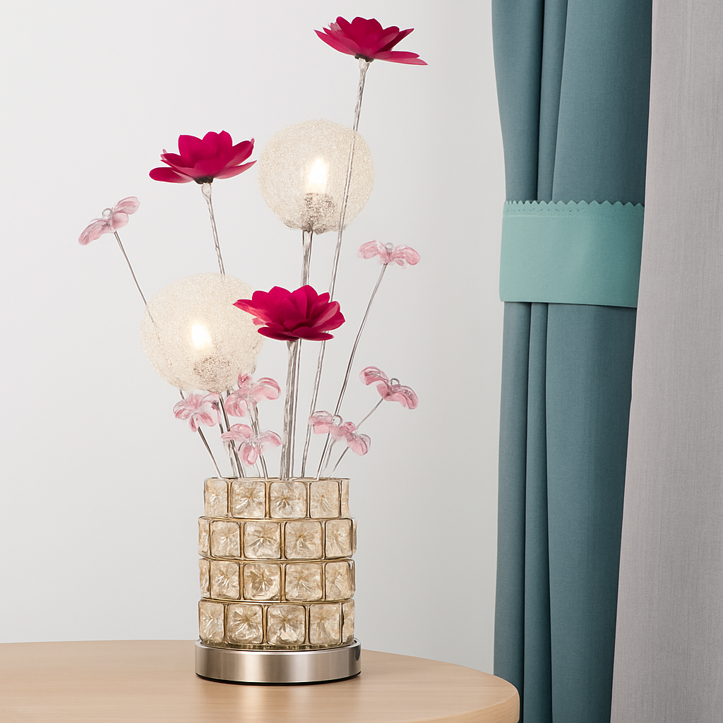 lampe à poser moderne en acrylique motifs floraux décoratifs