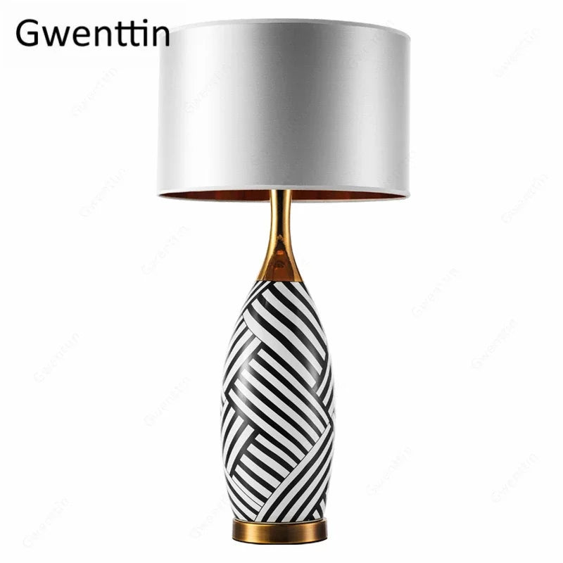 lampe à poser moderne en céramique motif zèbre pour décoration intérieure