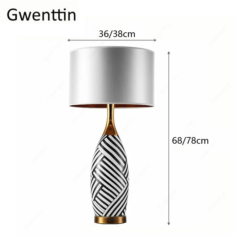 lampe à poser moderne en céramique motif zèbre pour décoration intérieure