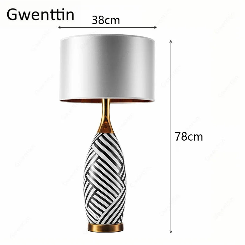lampe à poser moderne en céramique motif zèbre pour décoration intérieure