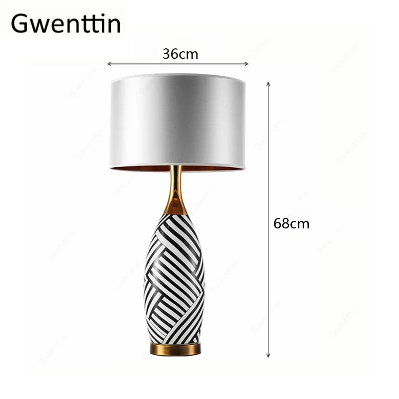lampe à poser moderne en céramique motif zèbre pour décoration intérieure