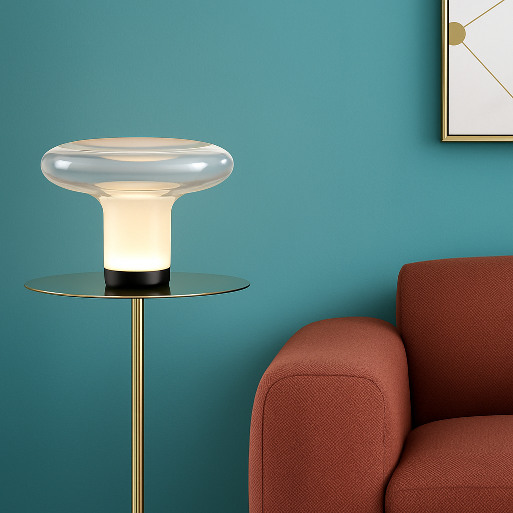 lampe à poser moderne en verre design champignon pour intérieur