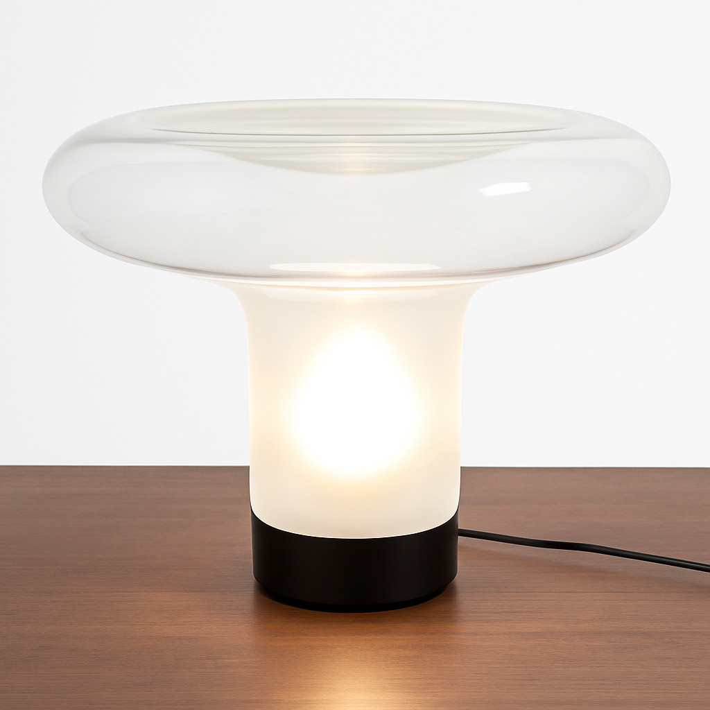 lampe à poser moderne en verre design champignon pour intérieur
