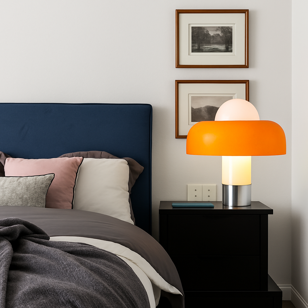lampe à poser moderne en verre design champignon pour intérieur