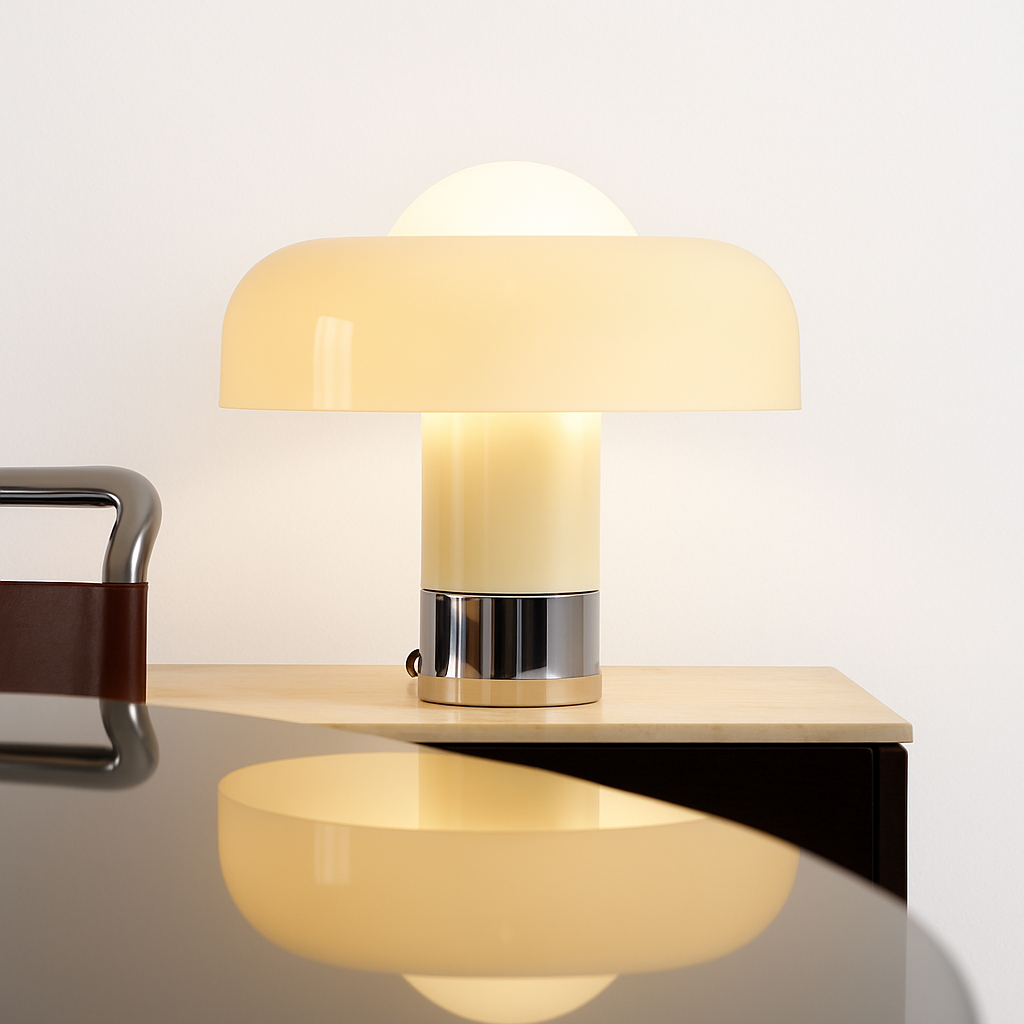 lampe à poser moderne en verre design champignon pour intérieur