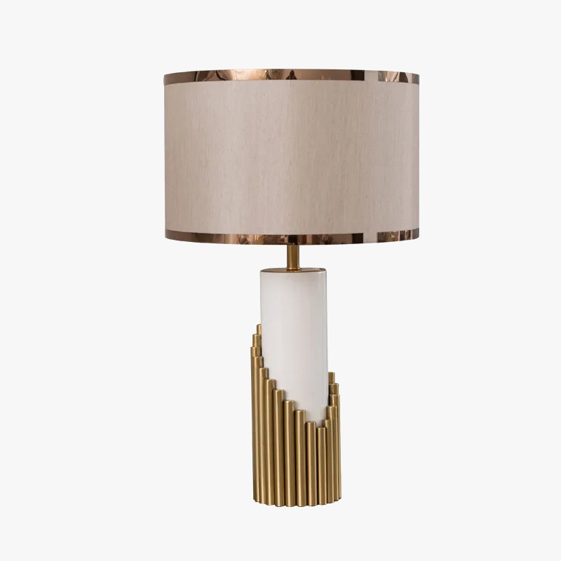 lampe à poser nordique moderne avec pied en marbre et abat-jour tissu