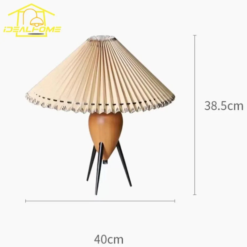 lampe à poser plissée en bois massif et tissu design moderne