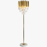 lampe à poser post-moderne art déco en acier inoxydable et cristal