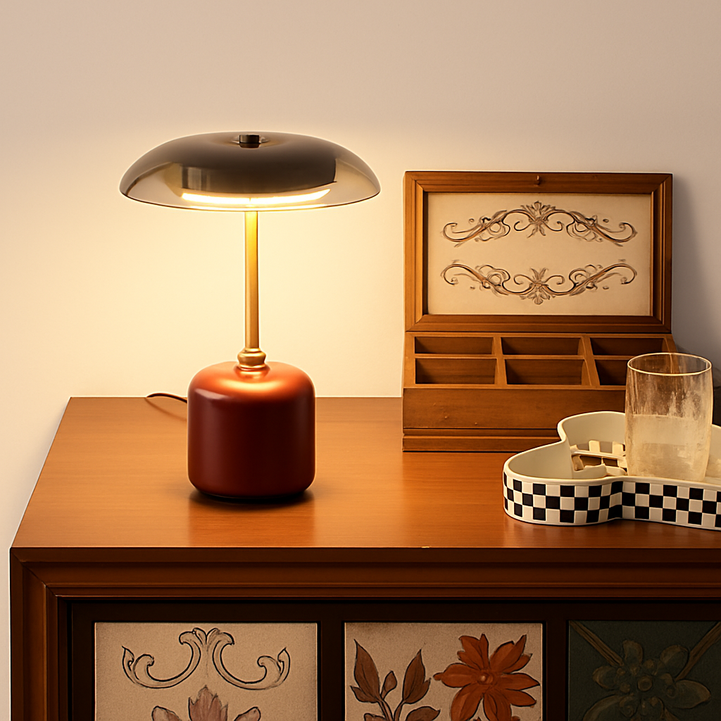 lampe à poser rétro design art déco en laiton et verre
