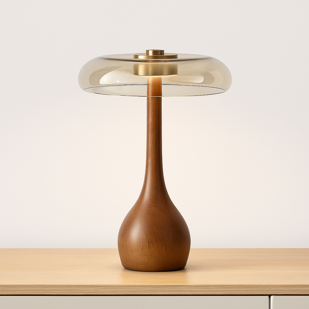 lampe à poser rétro design art déco en laiton et verre