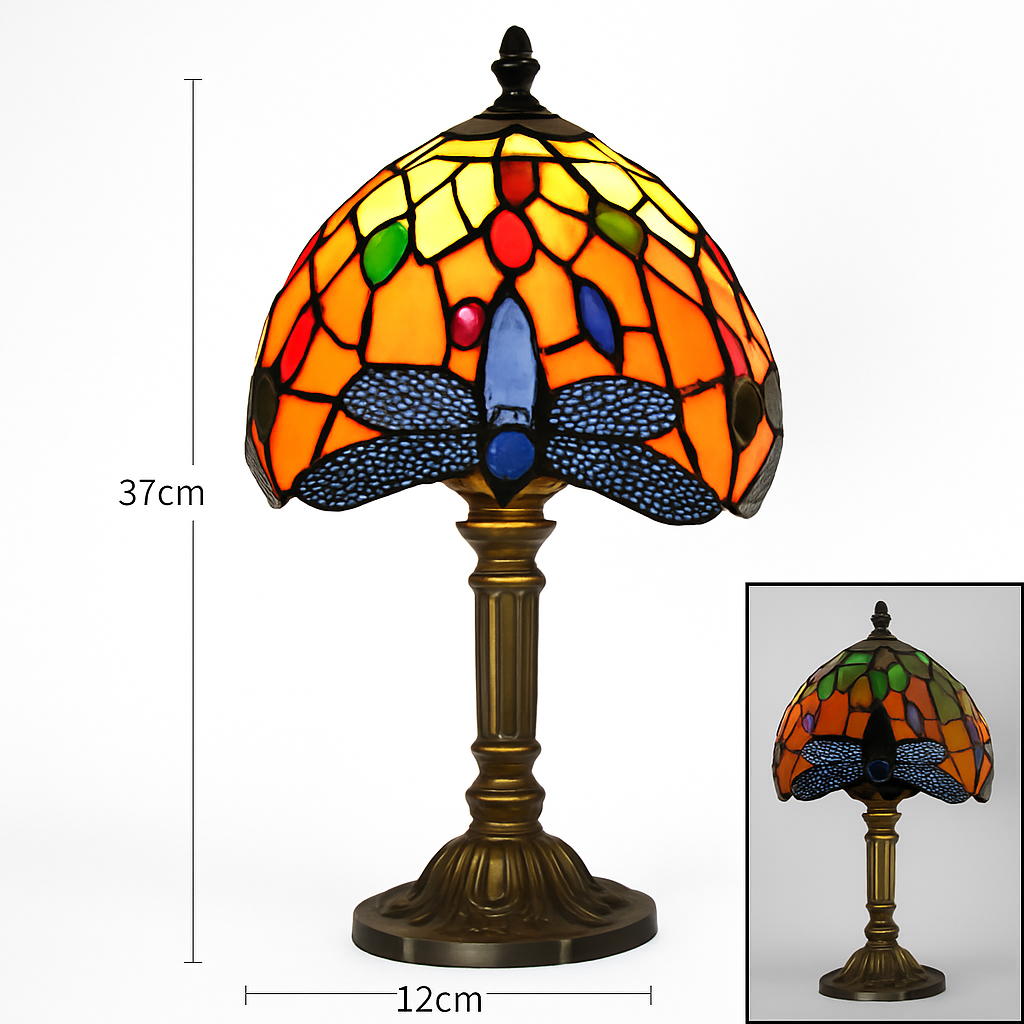 lampe à poser rétro style méditerranéen en vitrail
