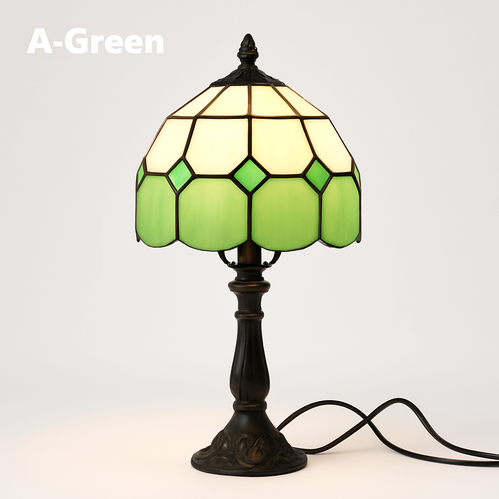 lampe à poser rétro style méditerranéen en vitrail