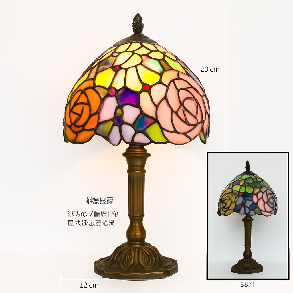 lampe à poser rétro style méditerranéen en vitrail