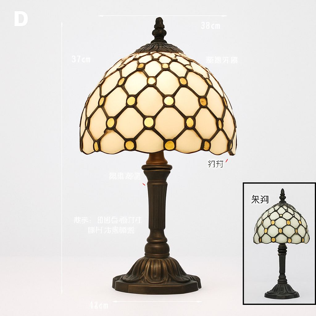 lampe à poser rétro style méditerranéen en vitrail