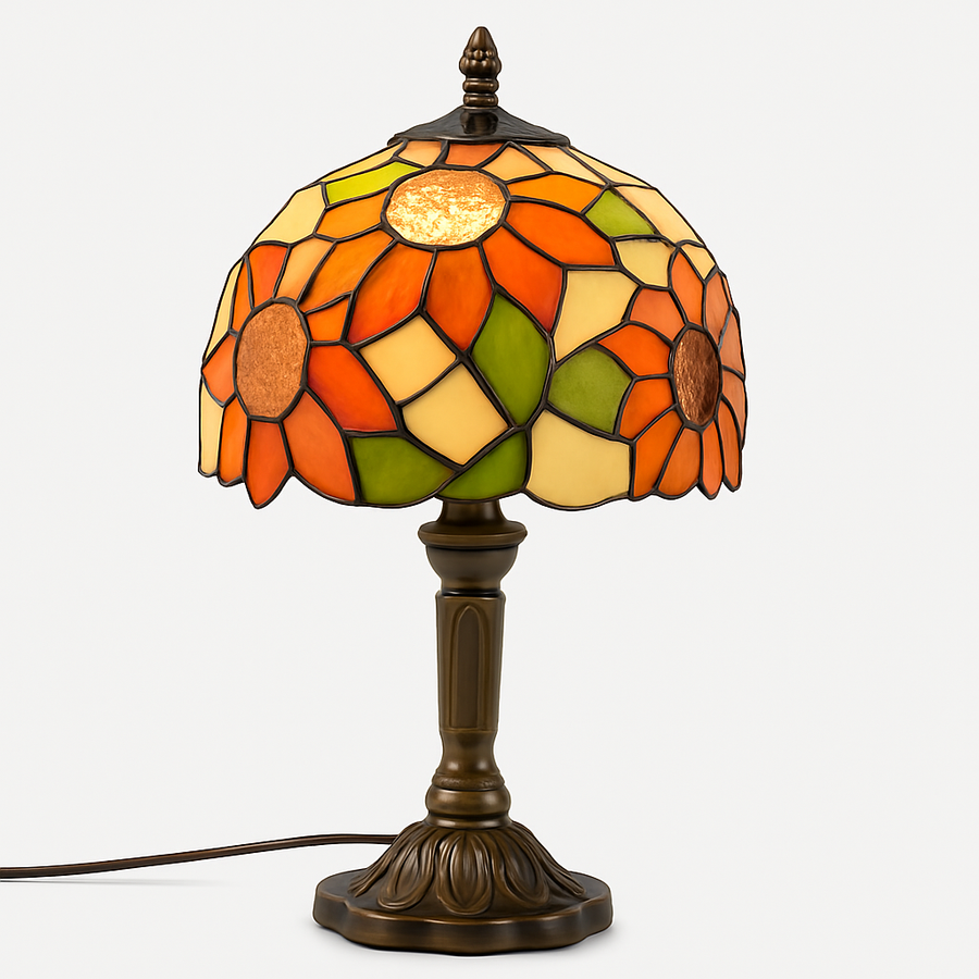 lampe à poser rétro style méditerranéen en vitrail