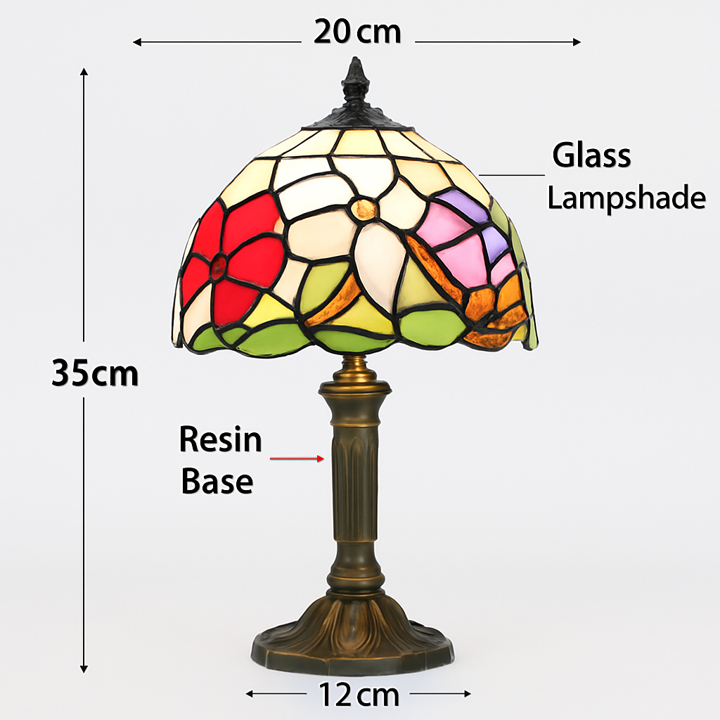 lampe à poser rétro style méditerranéen en vitrail