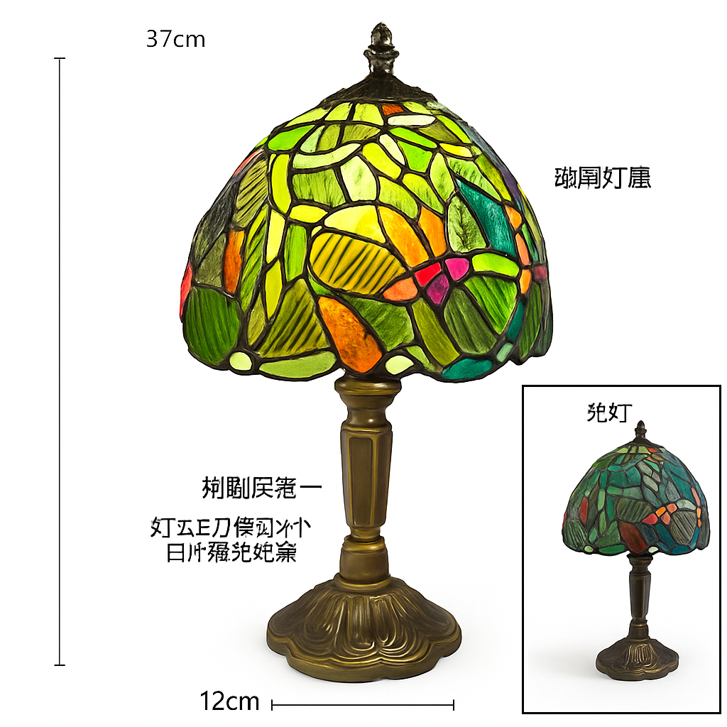 lampe à poser rétro style méditerranéen en vitrail