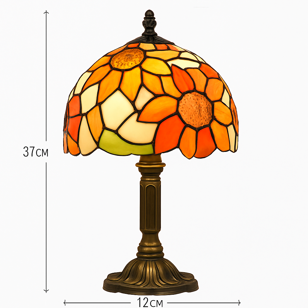 lampe à poser rétro style méditerranéen en vitrail