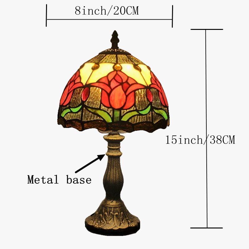 lampe à poser style campagnard en verre tiffany