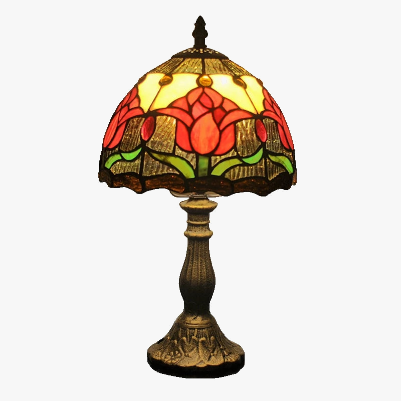 lampe à poser style campagnard en verre tiffany