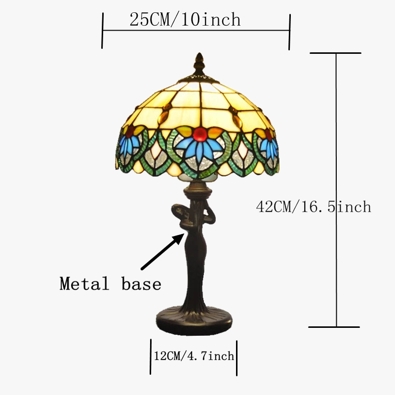 lampe à poser style tiffany en verre teinté pour restaurant et café