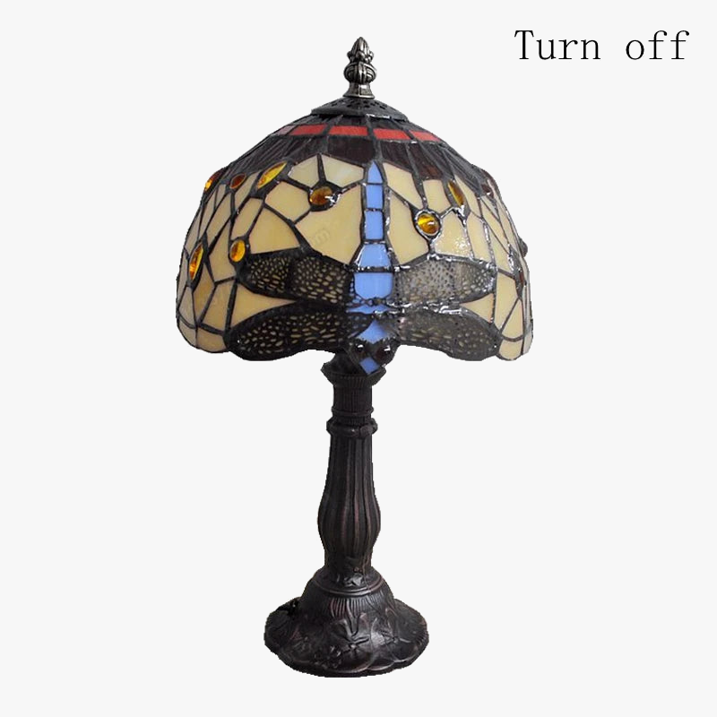 lampe à poser tiffany émaillée pour enfants antique en métal
