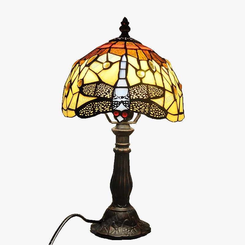 lampe à poser tiffany émaillée pour enfants antique en métal