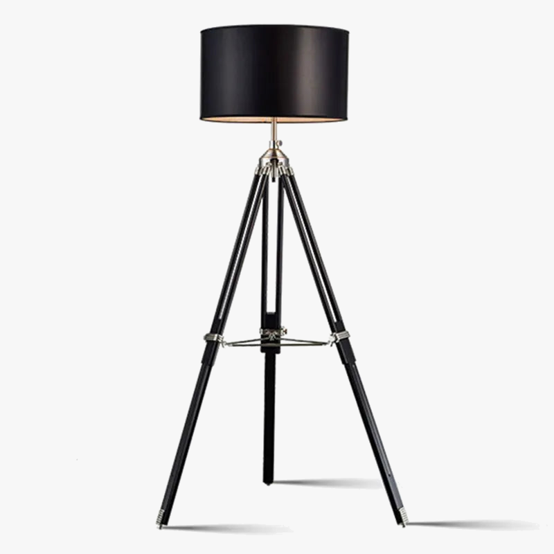 lampe à poser trépied en bois style industriel moderne