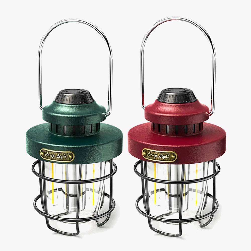 lampe rétro portable rechargeable pour camping et éclairage extérieur