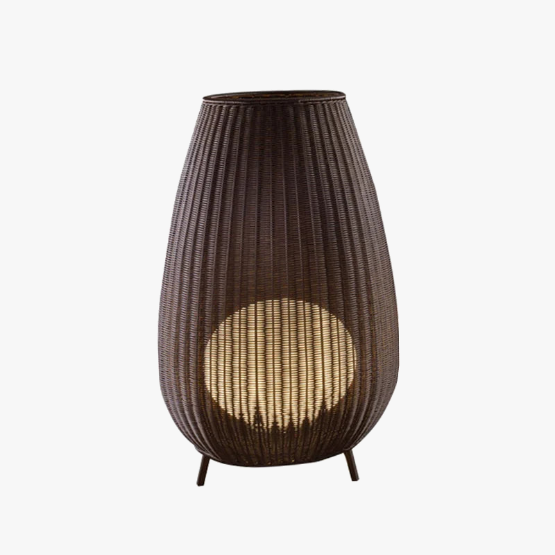 Lampe solaire d'extérieur tissée en rotin