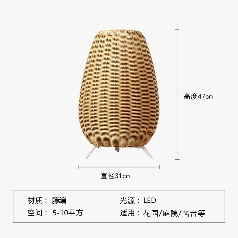 Lampe solaire d'extérieur tissée en rotin