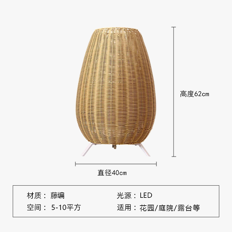 Lampe solaire d'extérieur tissée en rotin