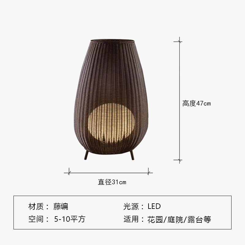 Lampe solaire d'extérieur tissée en rotin