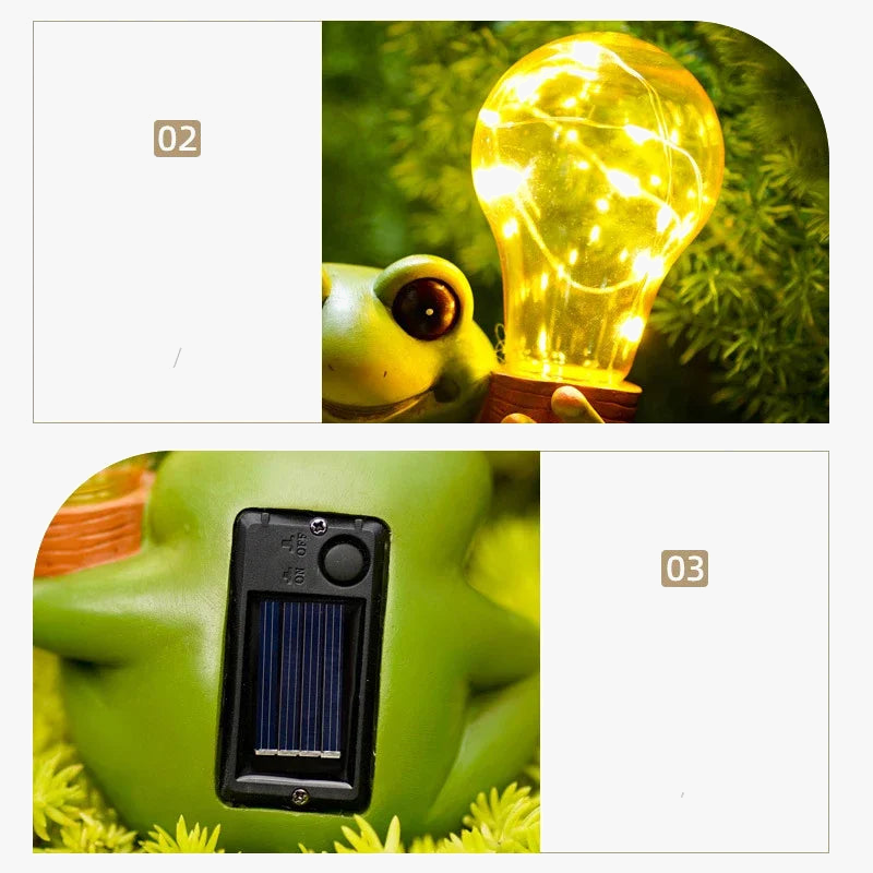 Lampe solaire de grenouille coquine studieuse pour la décoration de paysage de cour ornements en résine Led Bub lumière de jardin étanche solaire