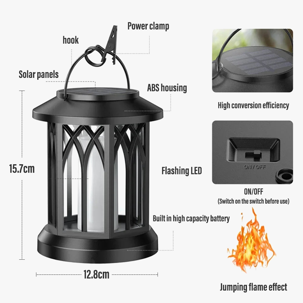 lampe solaire à flamme pour jardin éclairage décoratif extérieur
