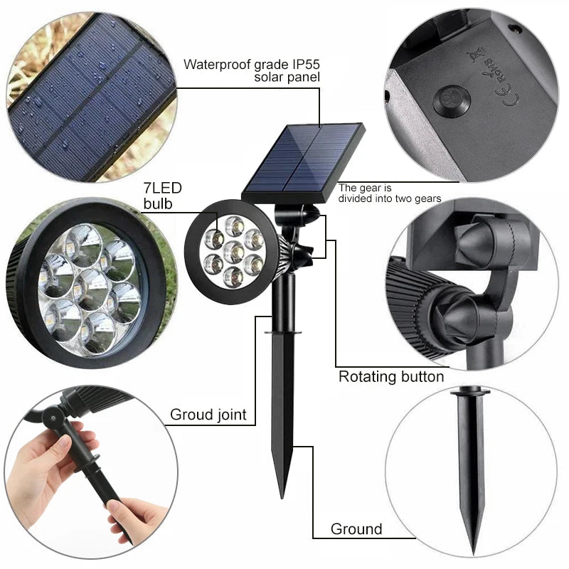 Lampe solaire IP65 lumières extérieures LED sol changeant jardinage lumière de jardin étanche paysage projecteurs décoration de jardin chaude