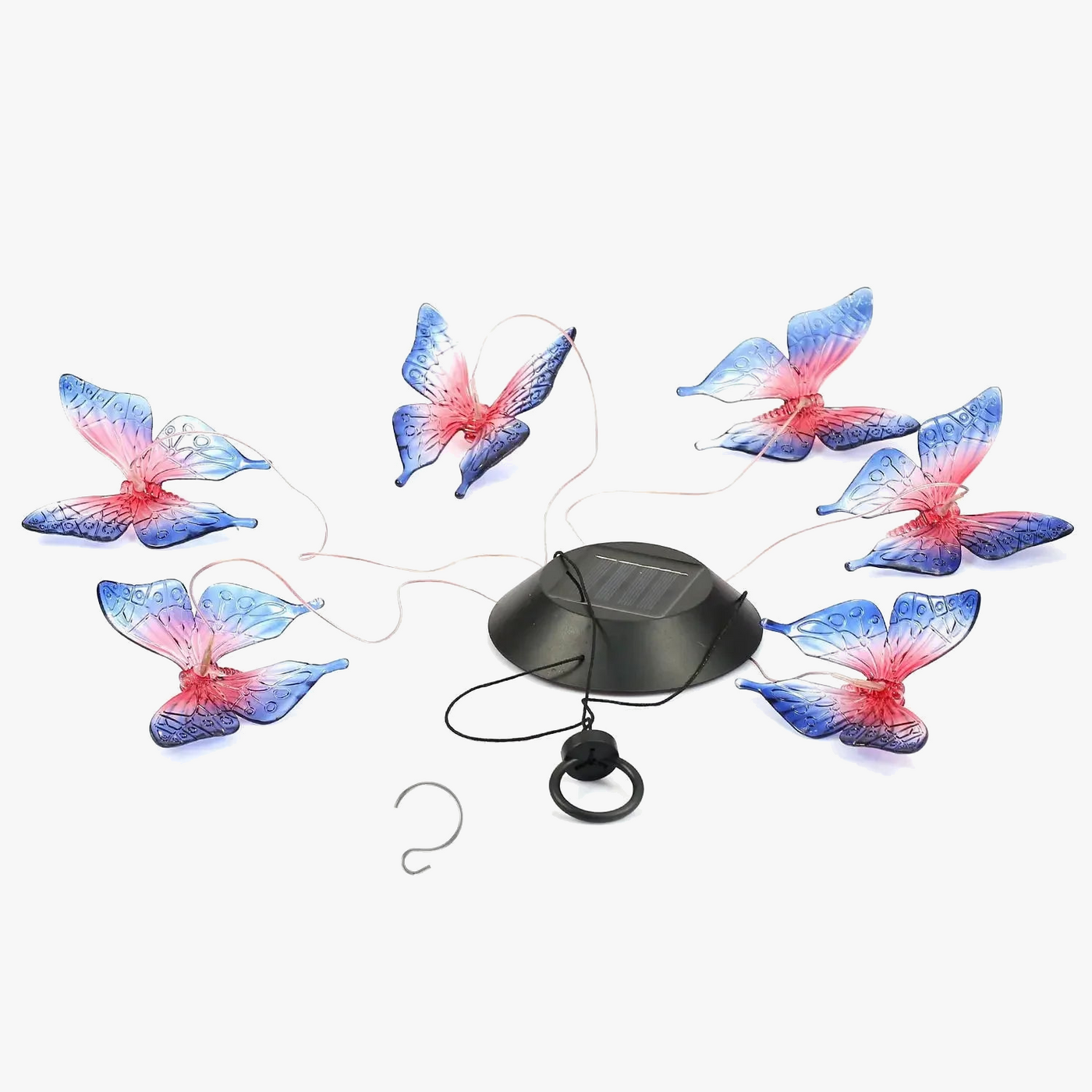 lampe solaire led colorée avec boule cristal papillon pour jardin