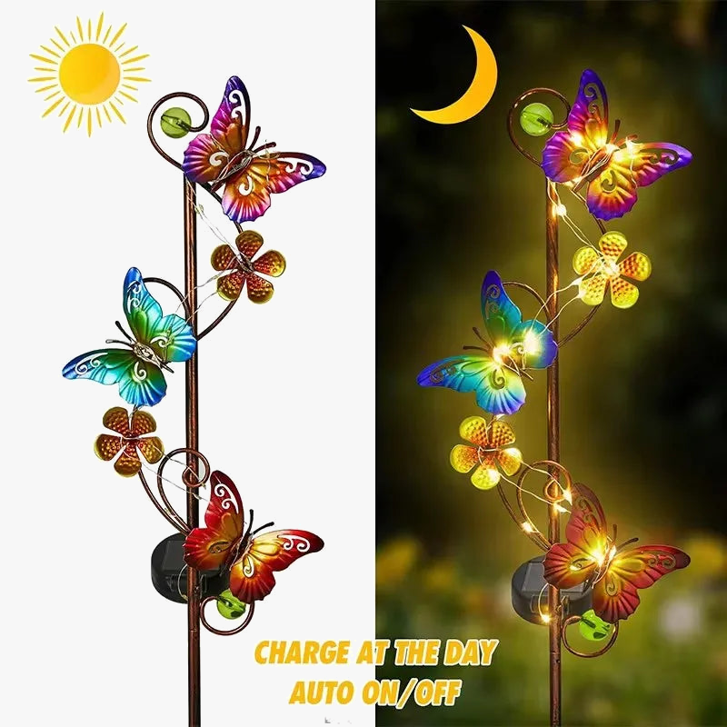 lampe solaire à led papillon décorative pour jardin extérieur