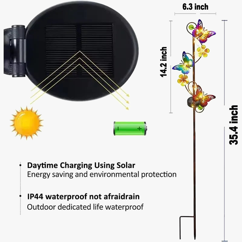 lampe solaire à led papillon décorative pour jardin extérieur